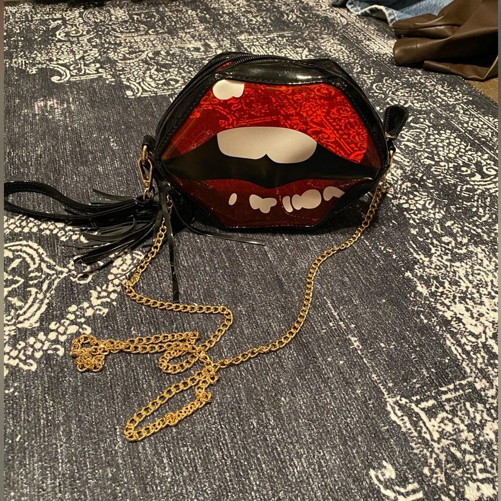 Translucent lip crossbody bag